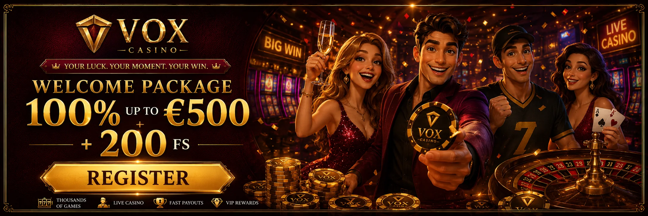 Vox Casino bonusu banneris