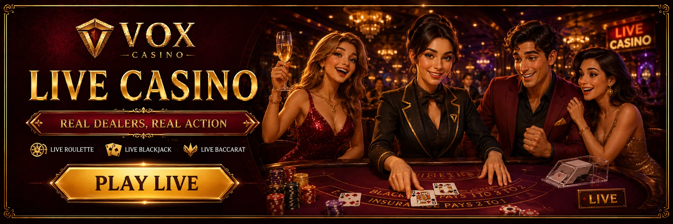 Vox Casino live casino banneris