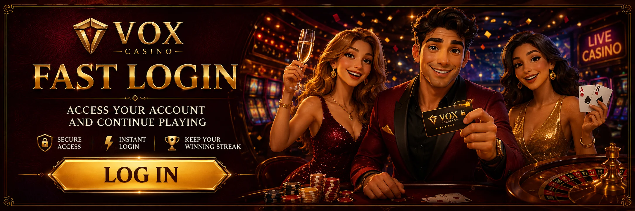 Vox Casino login banneris