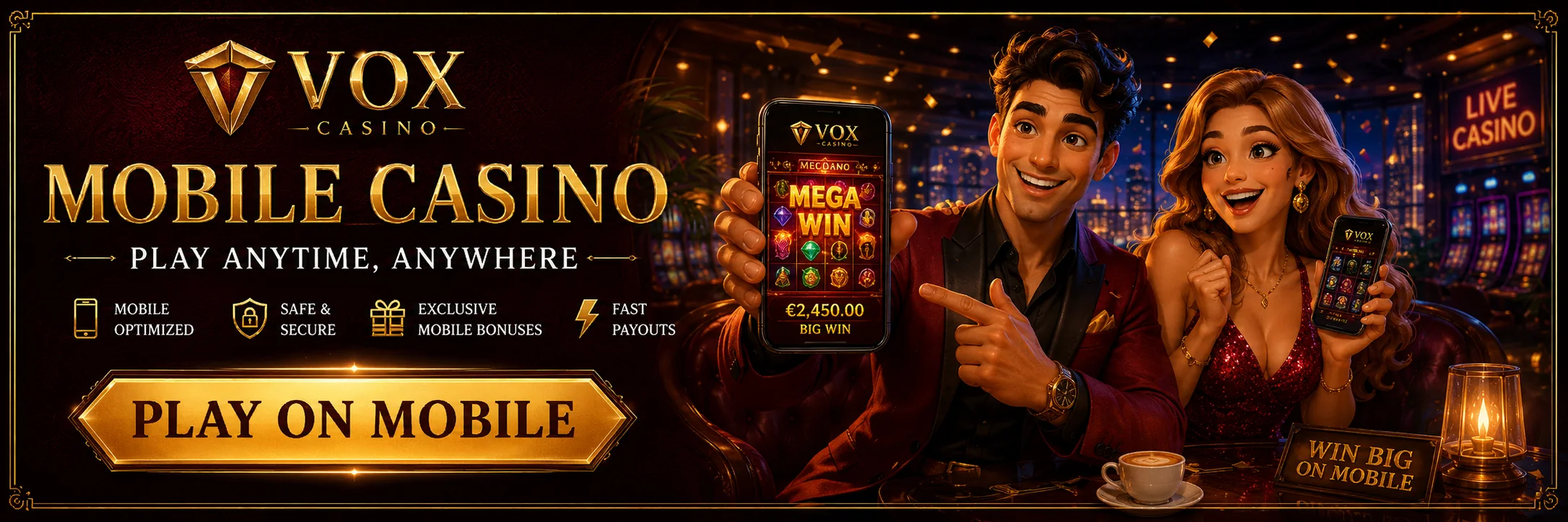 Vox Casino mobile banneris